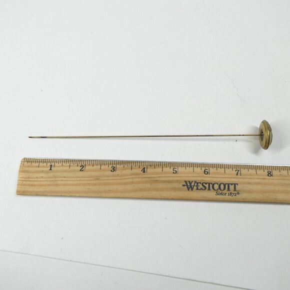 Canada Military Brass Button Hatpin Vintage 8" Stick Pin Canadian - Picture 5 of 7